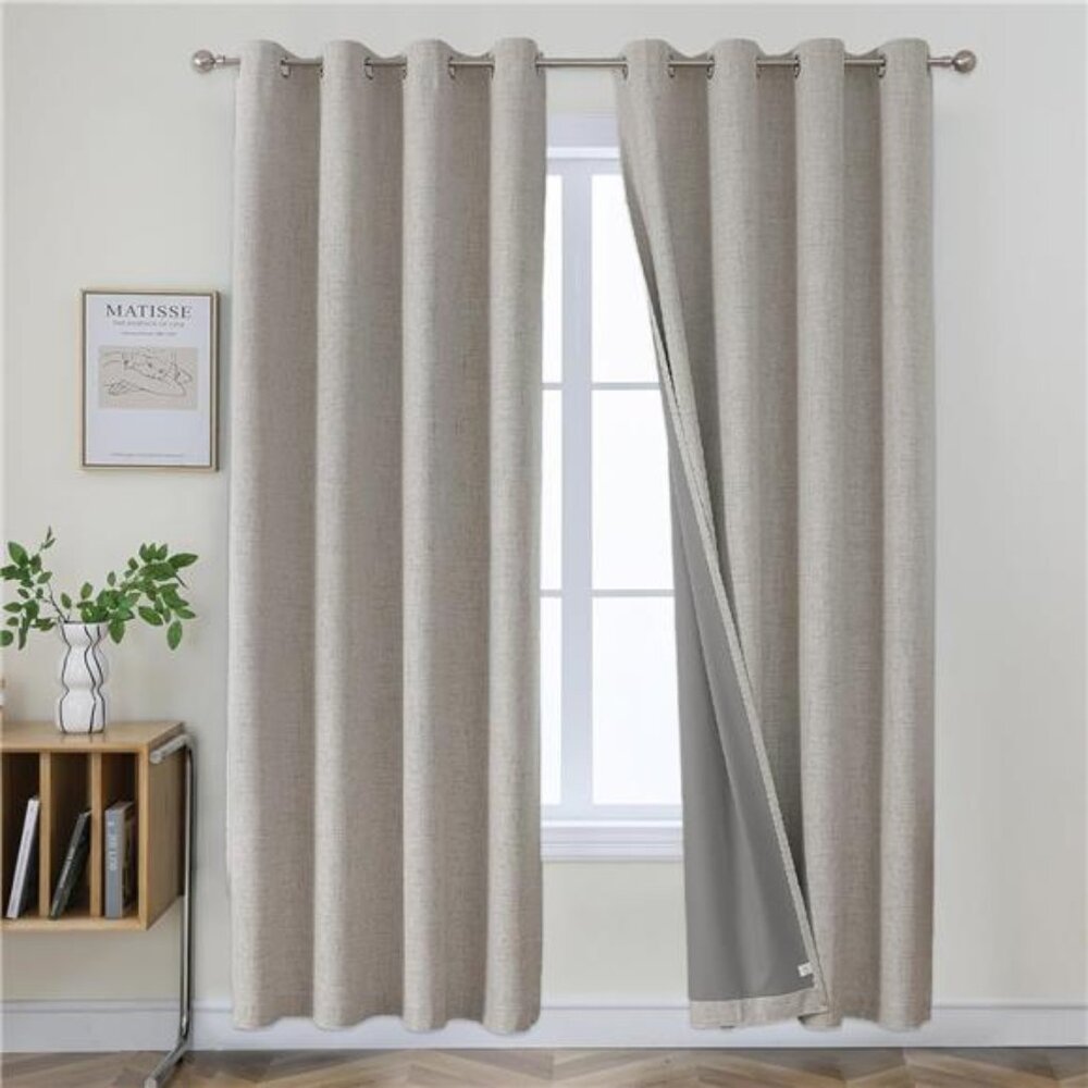 Blackout Curtains for Bedroom, Black Out Curtains 84 Inch Length 2 Panels Set
